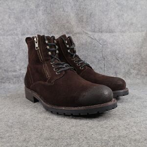 Leather Boots Mens 8 ZZYXX Shoes Biker Hand Crafted Brown Zip Combat Lug Sole